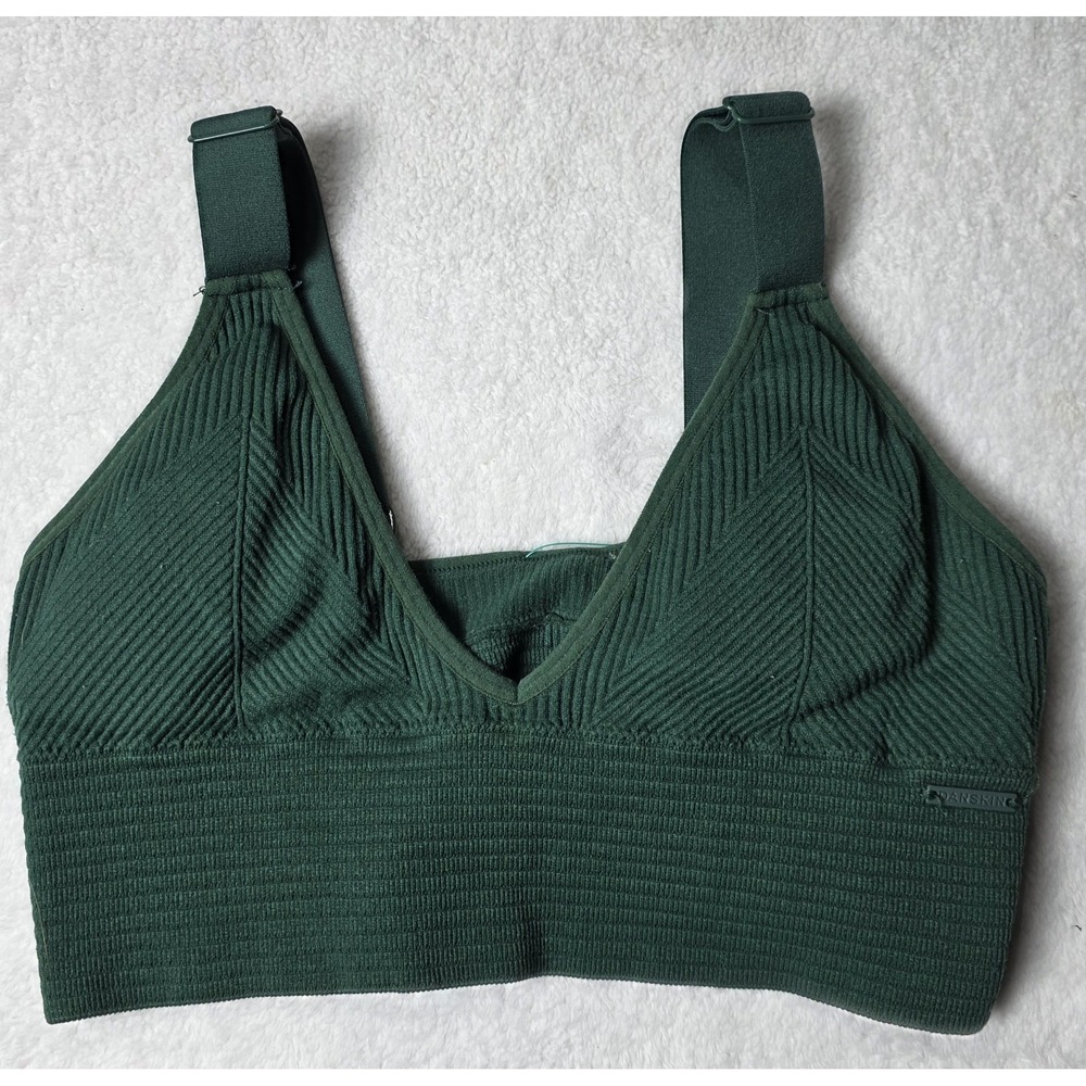 Danskin Intimates Womens M Green Seamless Ribbed Bralette Wireless Bra